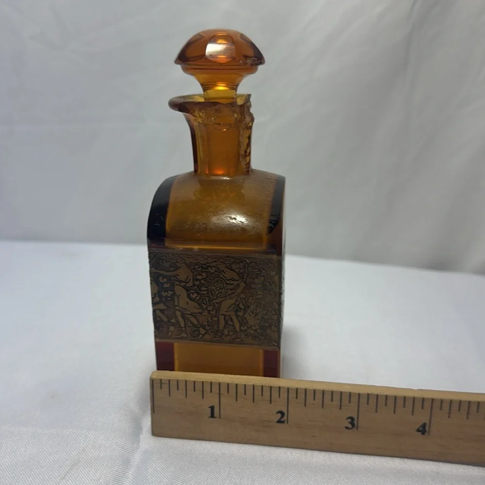 Moser Signed Art Nouveau Amber Glass Decorative Bottle - Picture 14 of 14